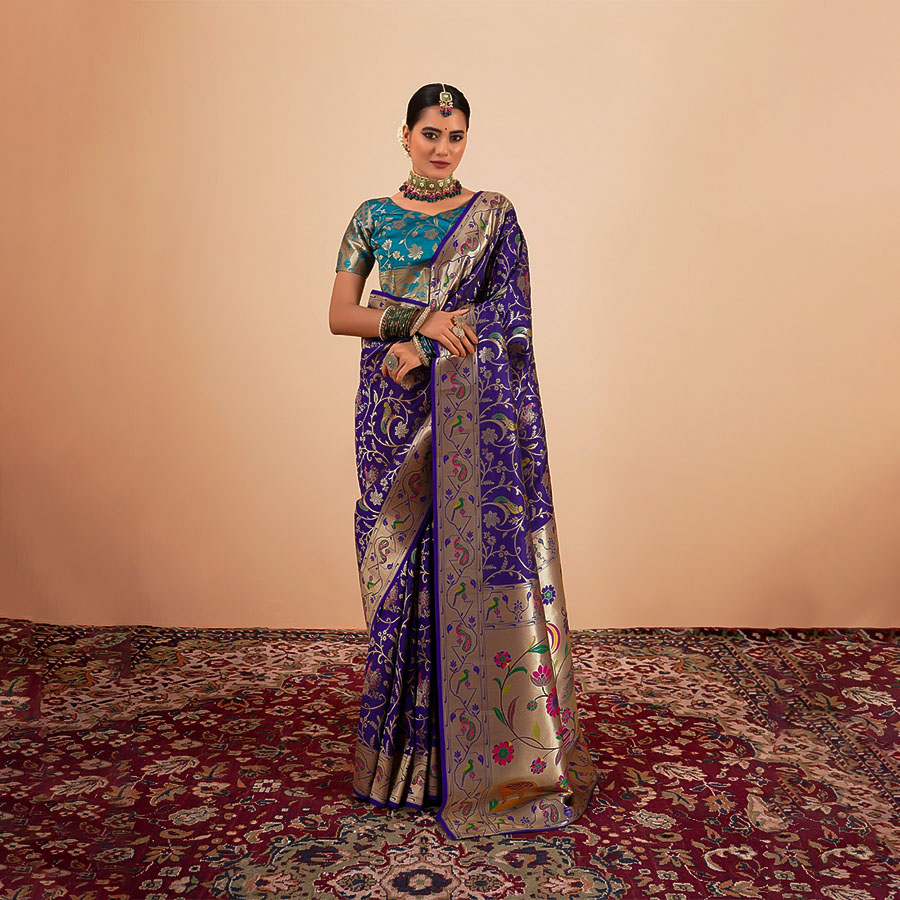 Violet Paithani Silk Party Wear Saree