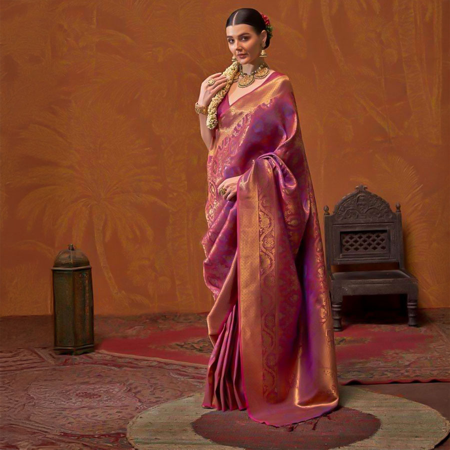 Violet Silk Casual Wear Saree