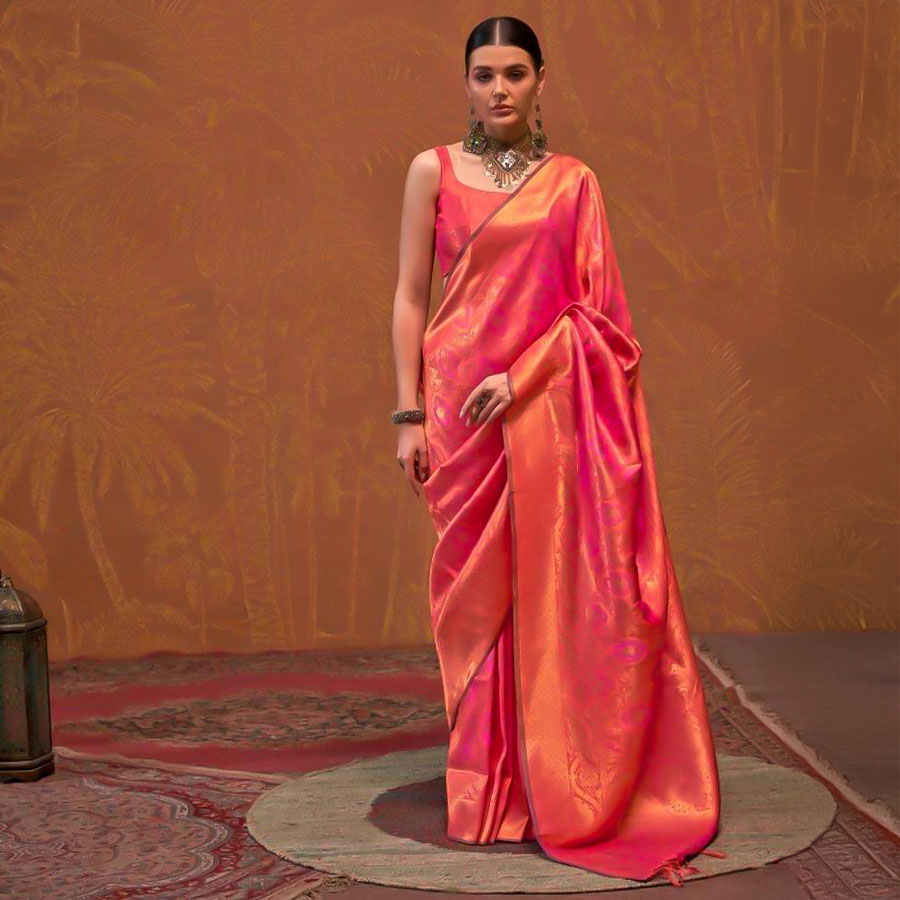 Orange Silk Casual Wear Saree