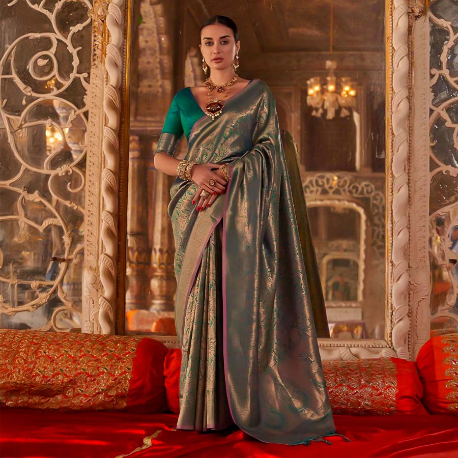 Green  Handloom Weaving Silk Casual Wear Saree