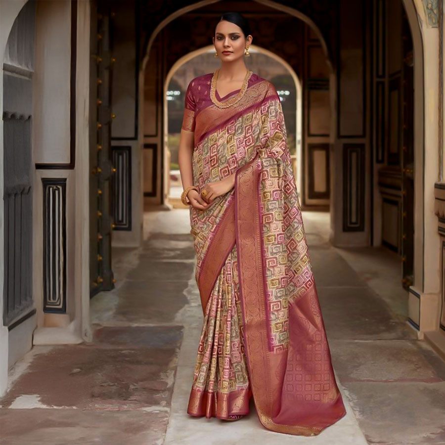 Orange  Handloom Silk Casual Wear Saree