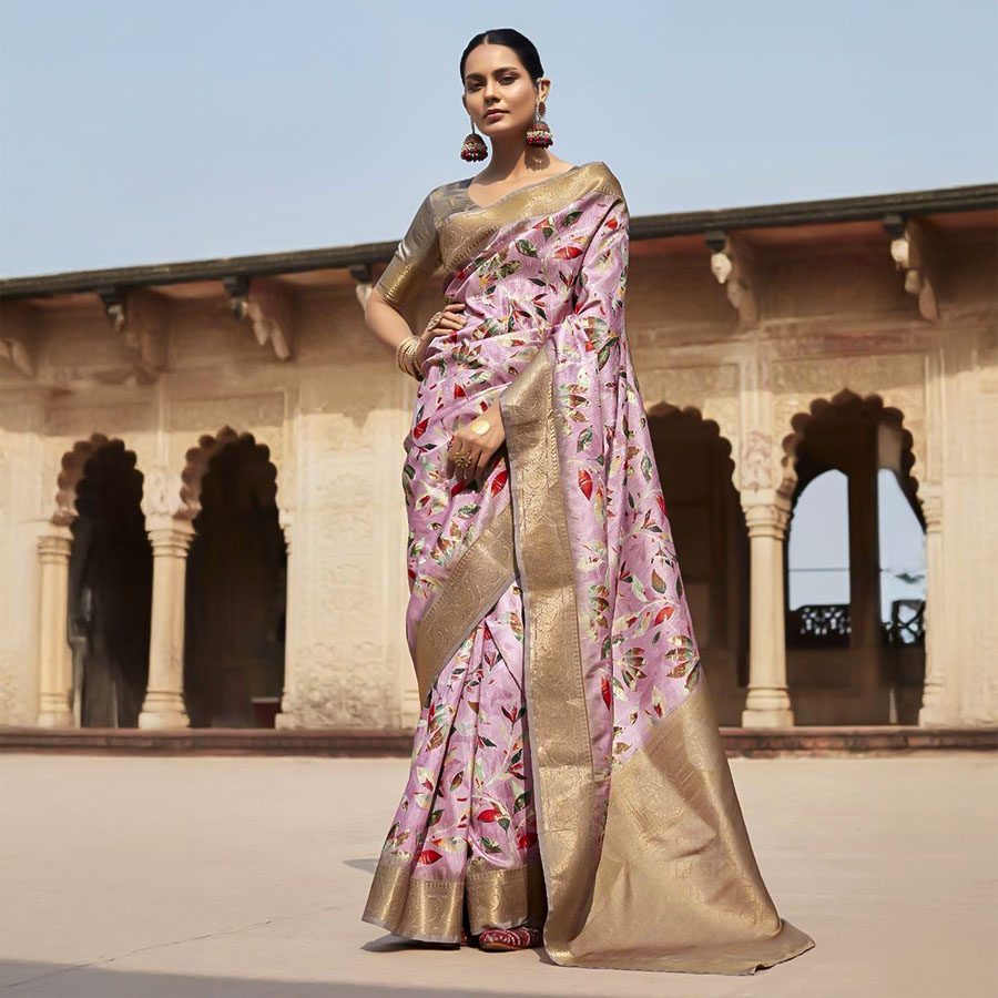 Purple  Handloom Silk  Casual Wear Saree