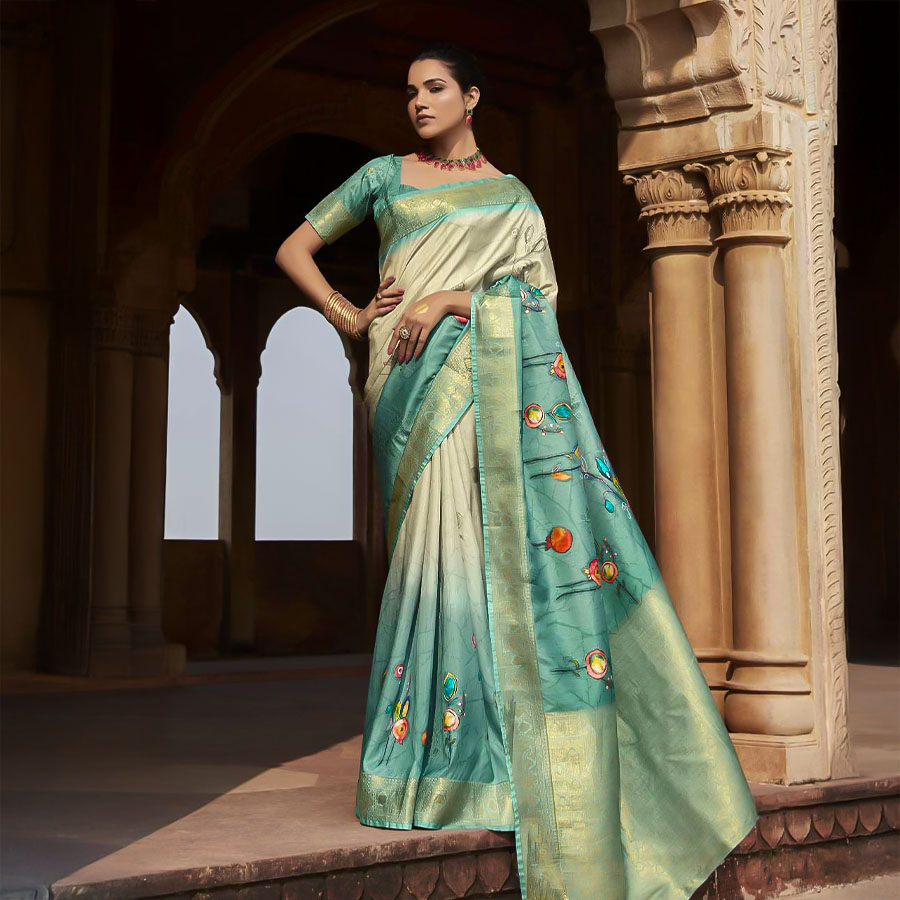 Green  Handloom Silk  Casual Wear Saree