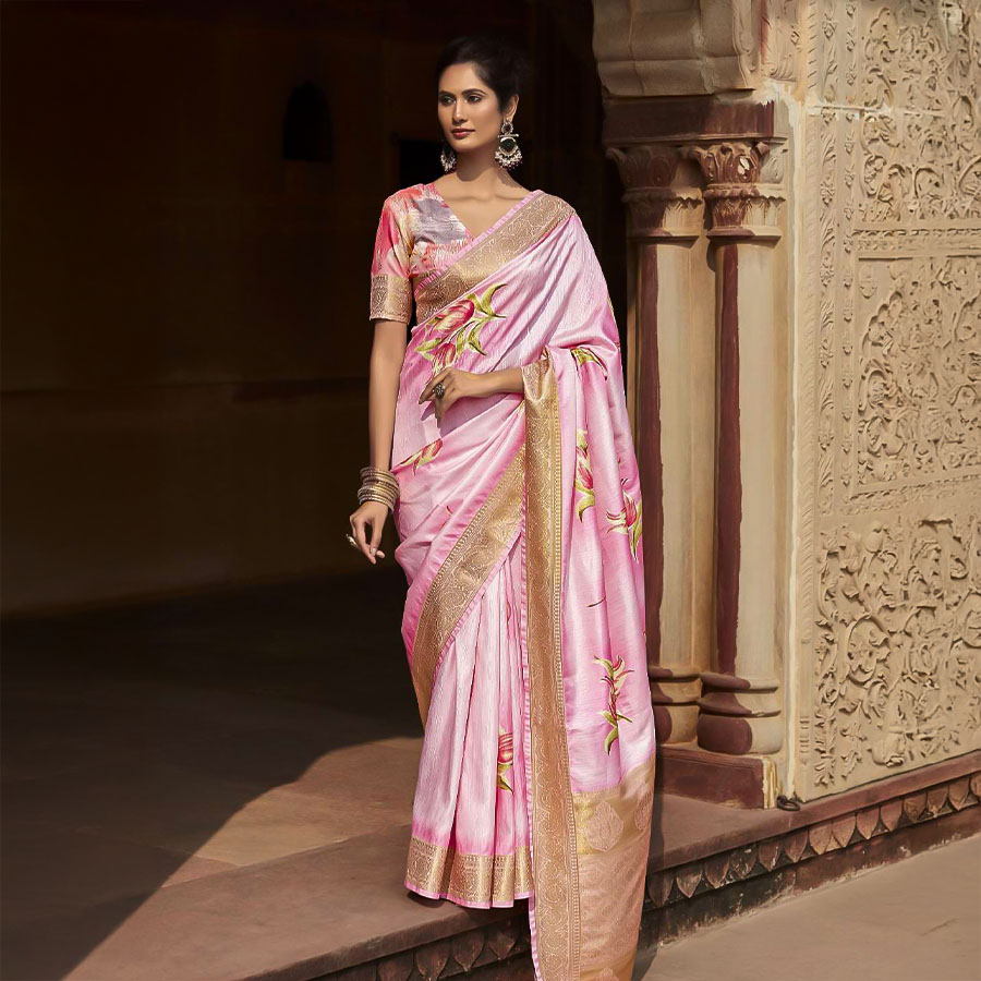 Pink  Handloom Silk  Casual Wear Saree