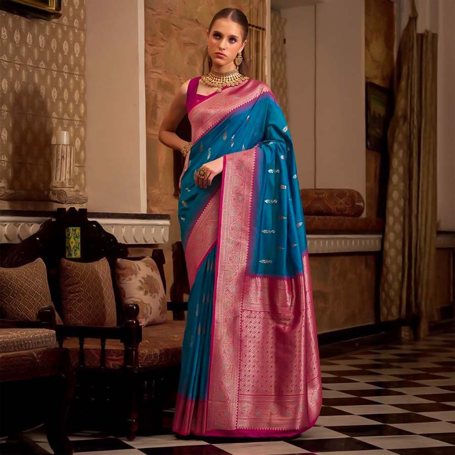 Blue Soft Silk Casual Wear Saree