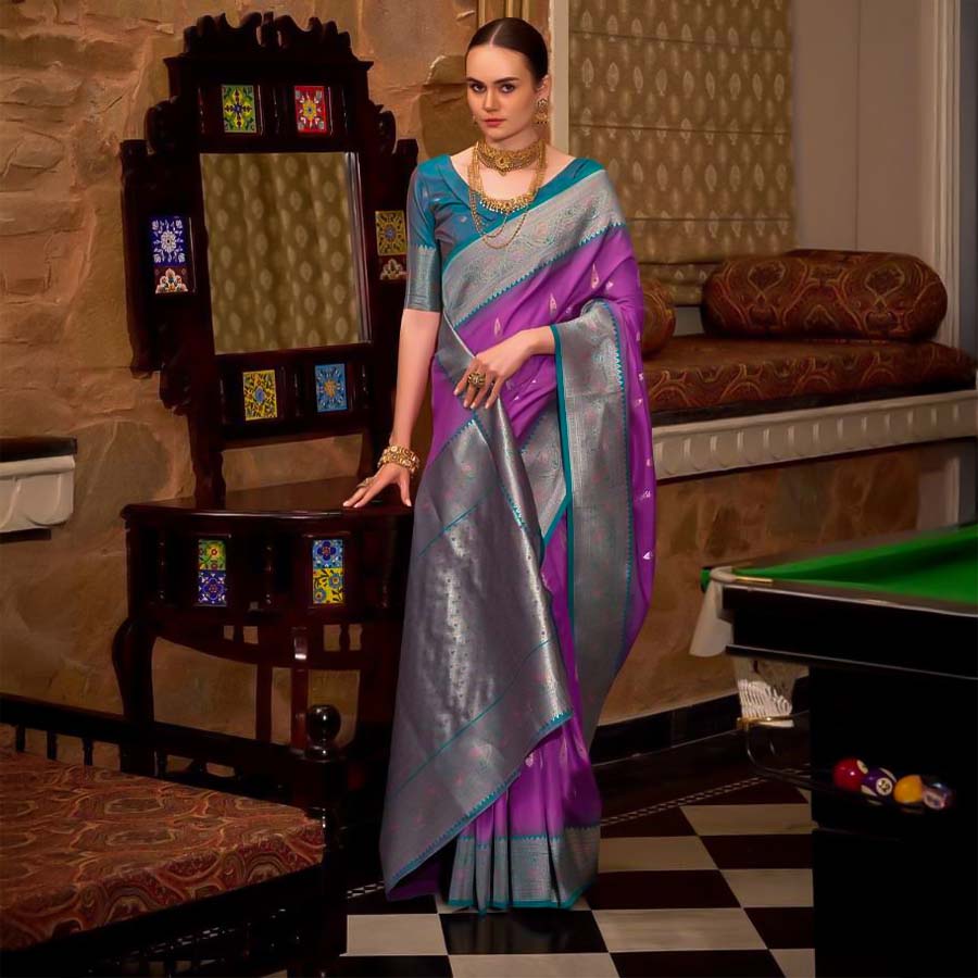 Purple Soft Silk Casual Wear Saree