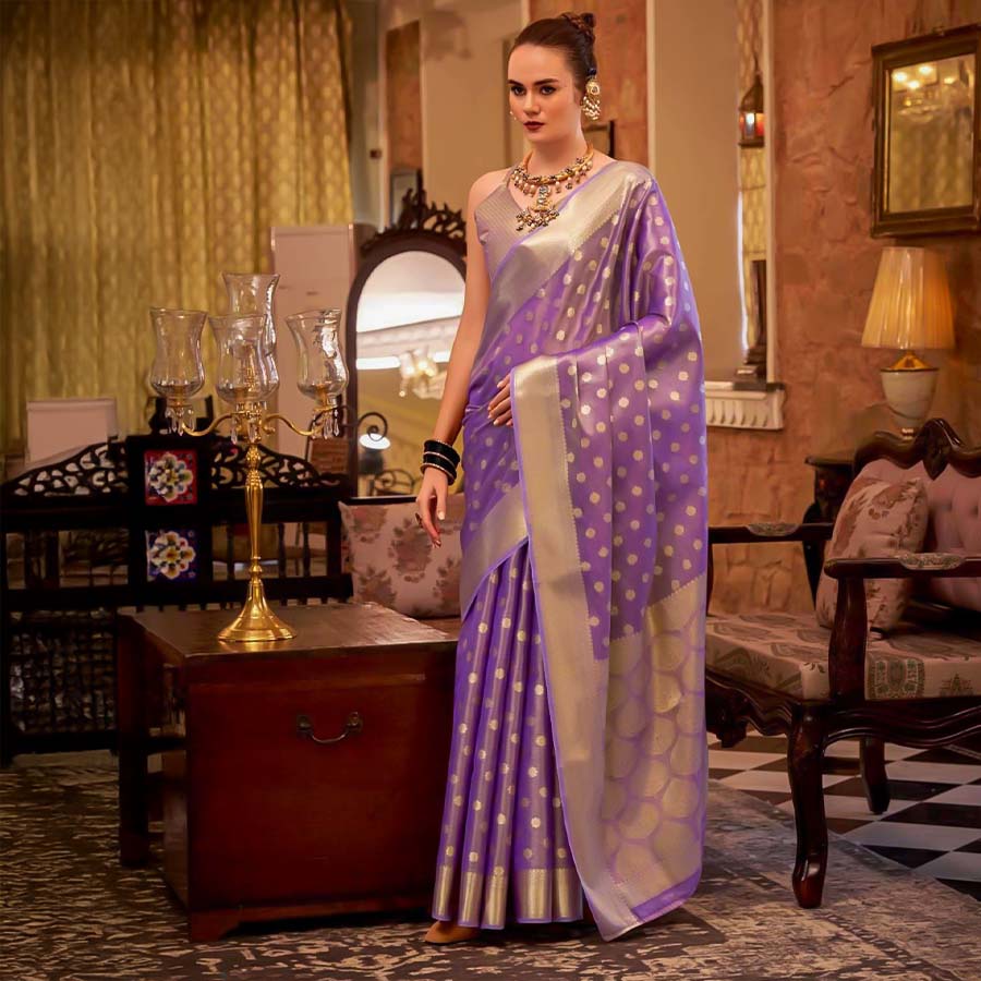 Purple Tissue Silk Casual Wear Saree