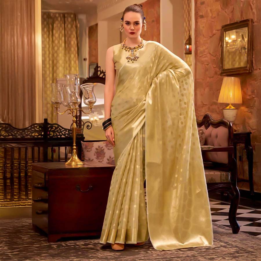 Golden  Tissue Silk Casual Wear Saree