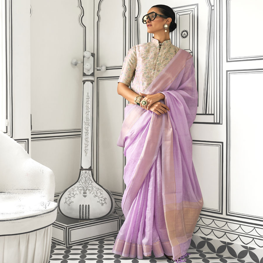 Light purple Chiffon Casual Saree