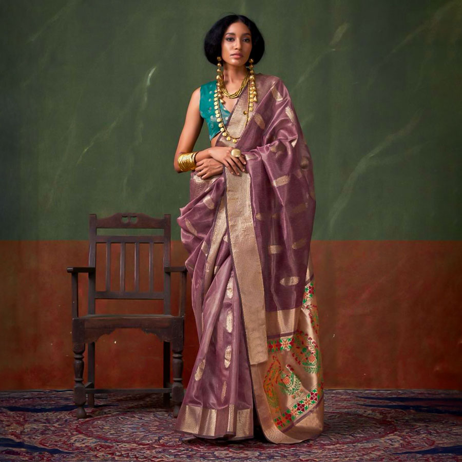 Magenta  Tissue Casual Wear Saree