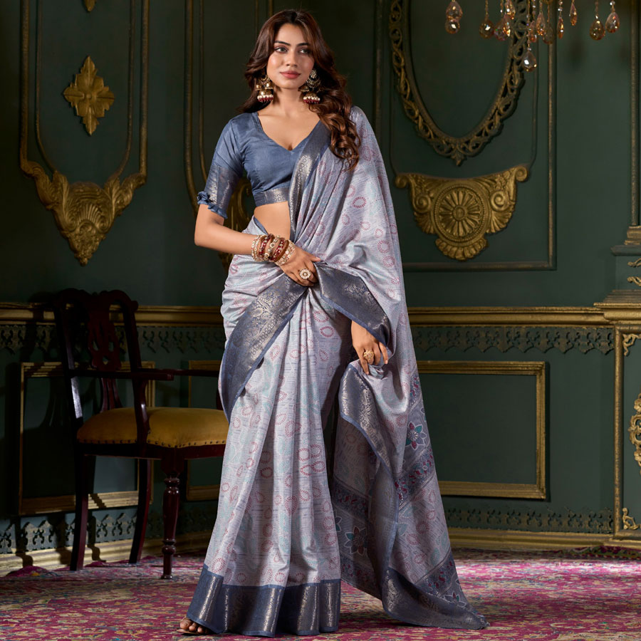 Light blue Soft dola silk Casual Saree