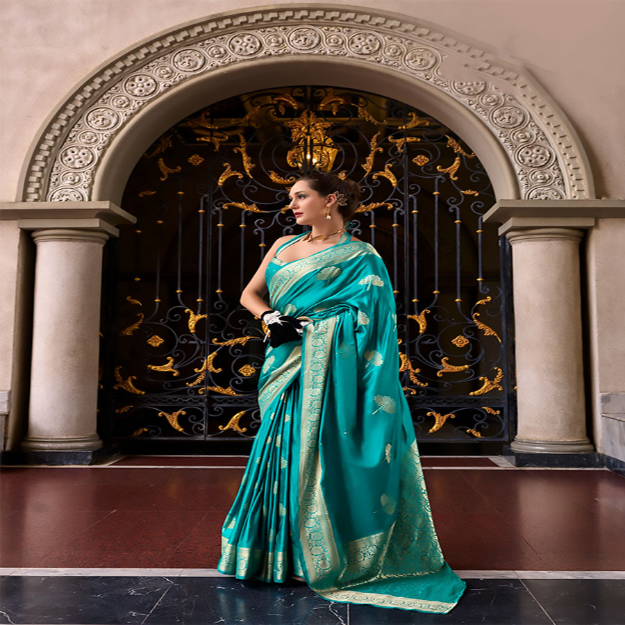 Sky blue Silk Partywear Saree