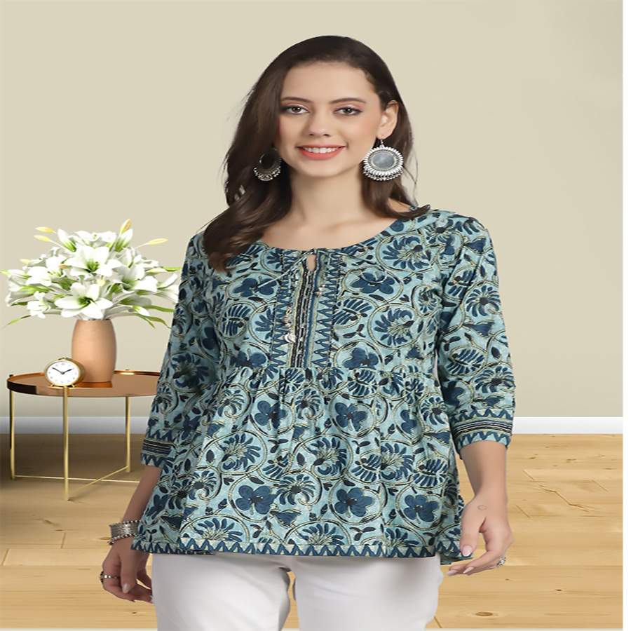 Blue  COTTON Casual Kurtis