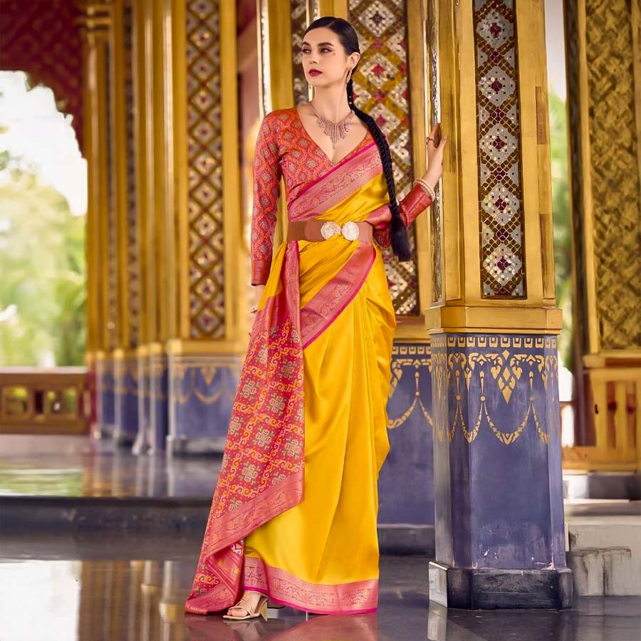 Yellow Soft Silk Casual Wear Saree