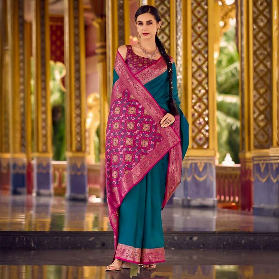 Blue Soft Silk Casual Wear Saree