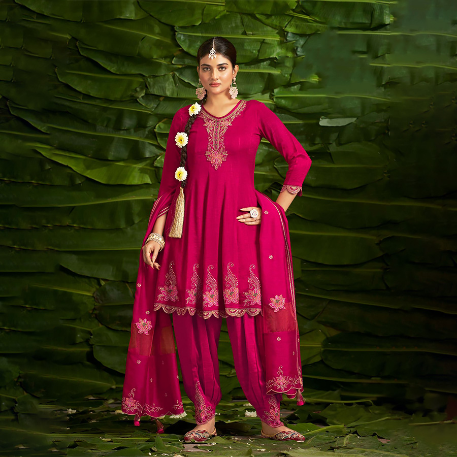 Red Silk PartyWear Kurti