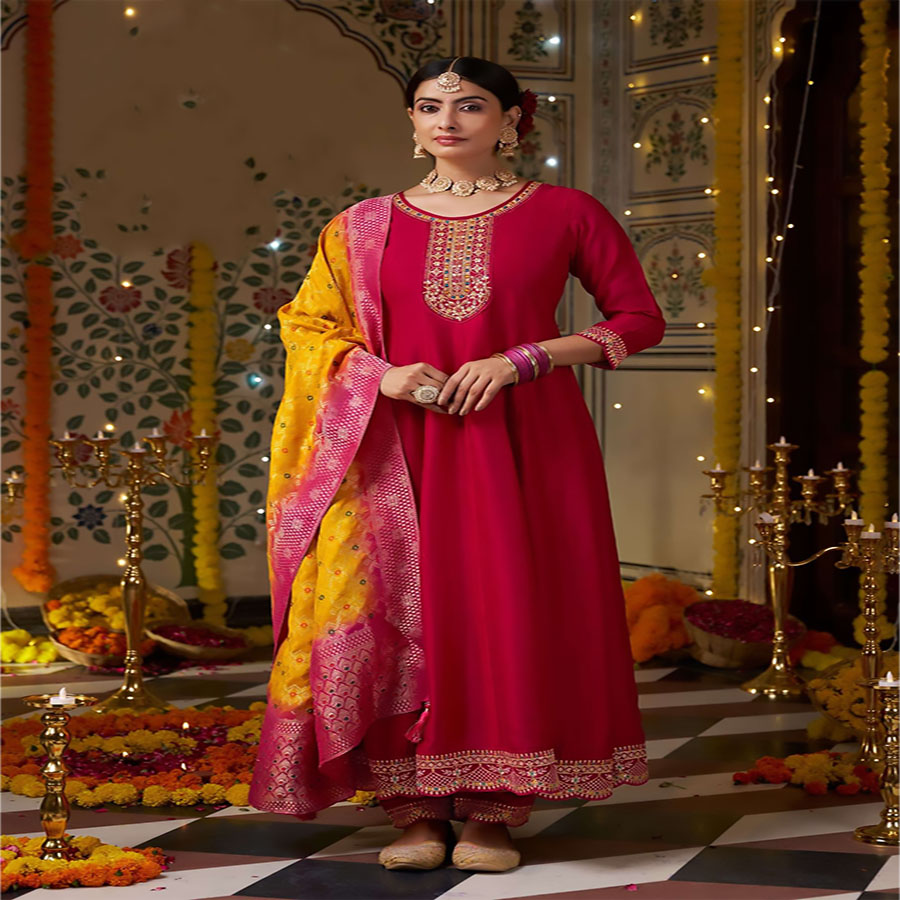 Pink Silk Anarkali Suit