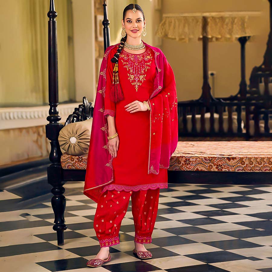 Red Muslin Casual Wear Kurti