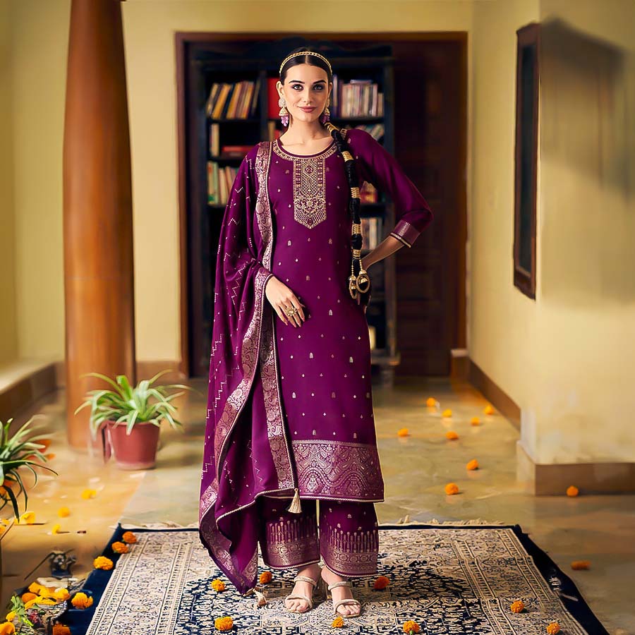 Purple  Muslin Party Wear Kurti