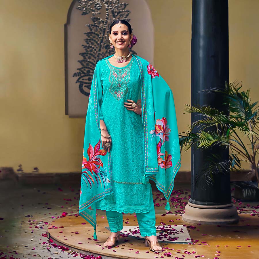 Sky Blue Georgette Casual Wear Kurti