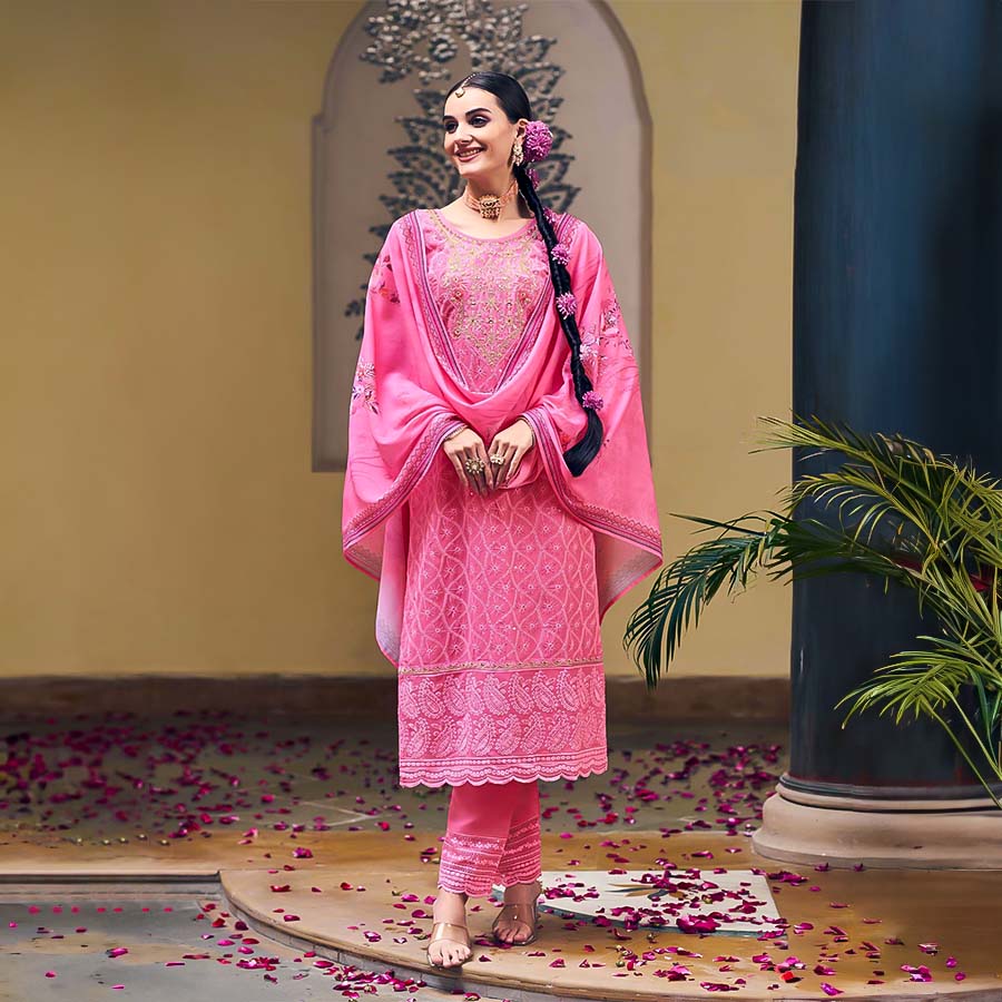 Pink Georgette Casual Wear Kurti