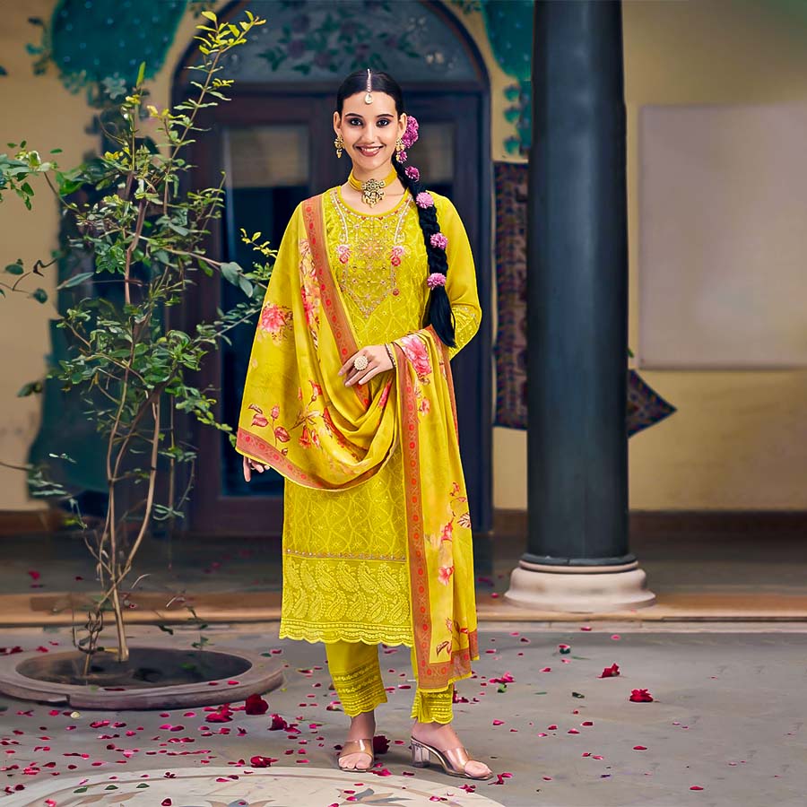 Yellow Georgette Casual Wear Kurti