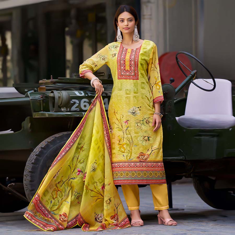 Green  Cotton Casual Wear Salwar Kameez