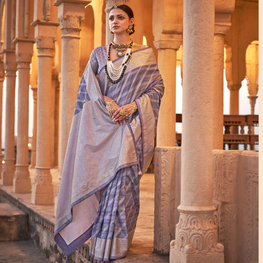 Light purple viscose silk Casual Saree