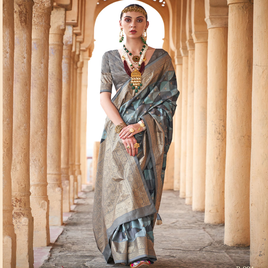 dark gray viscose silk Casual Saree