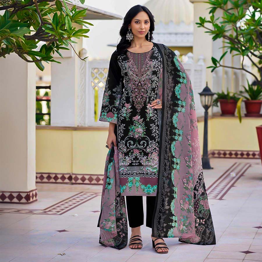 Black  Lawn Cambric Printed Salwar Kameez