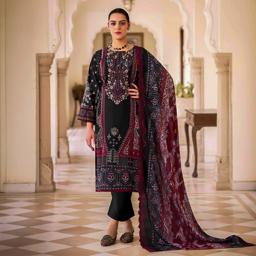 Black  Cotton Printed Salwar Kameez