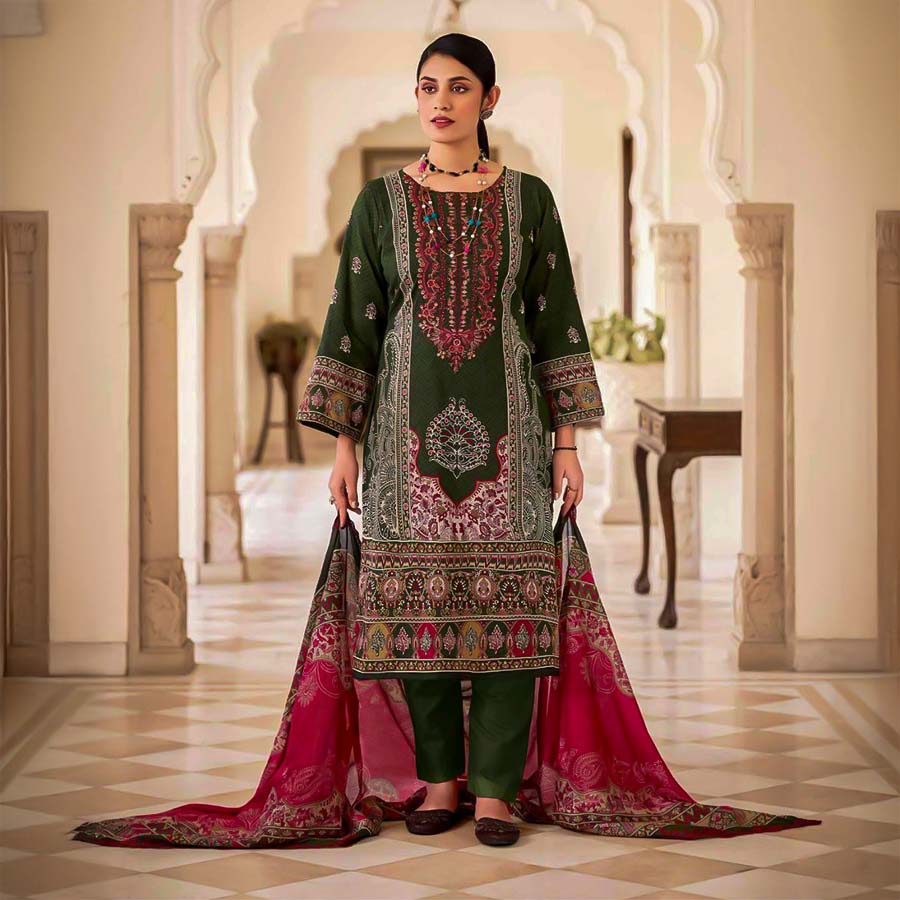 Green  Cotton Printed Salwar Kameez