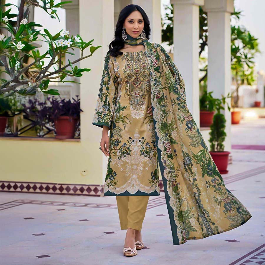 Green  Lawn Cambric Printed Salwar Kameez
