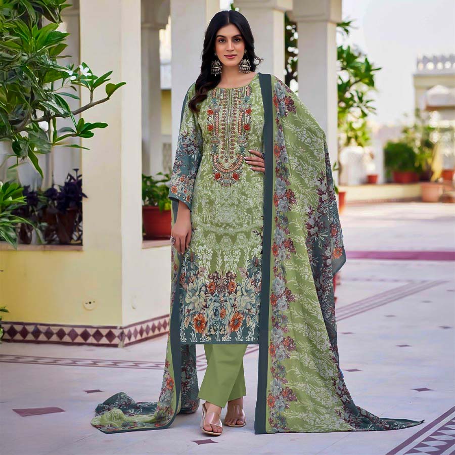 Green  Lawn Cambric Printed Salwar Kameez
