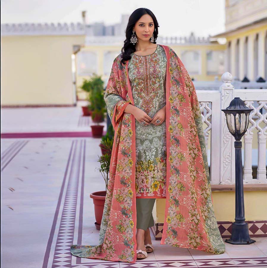Green  Lawn Cambric Printed Salwar Kameez