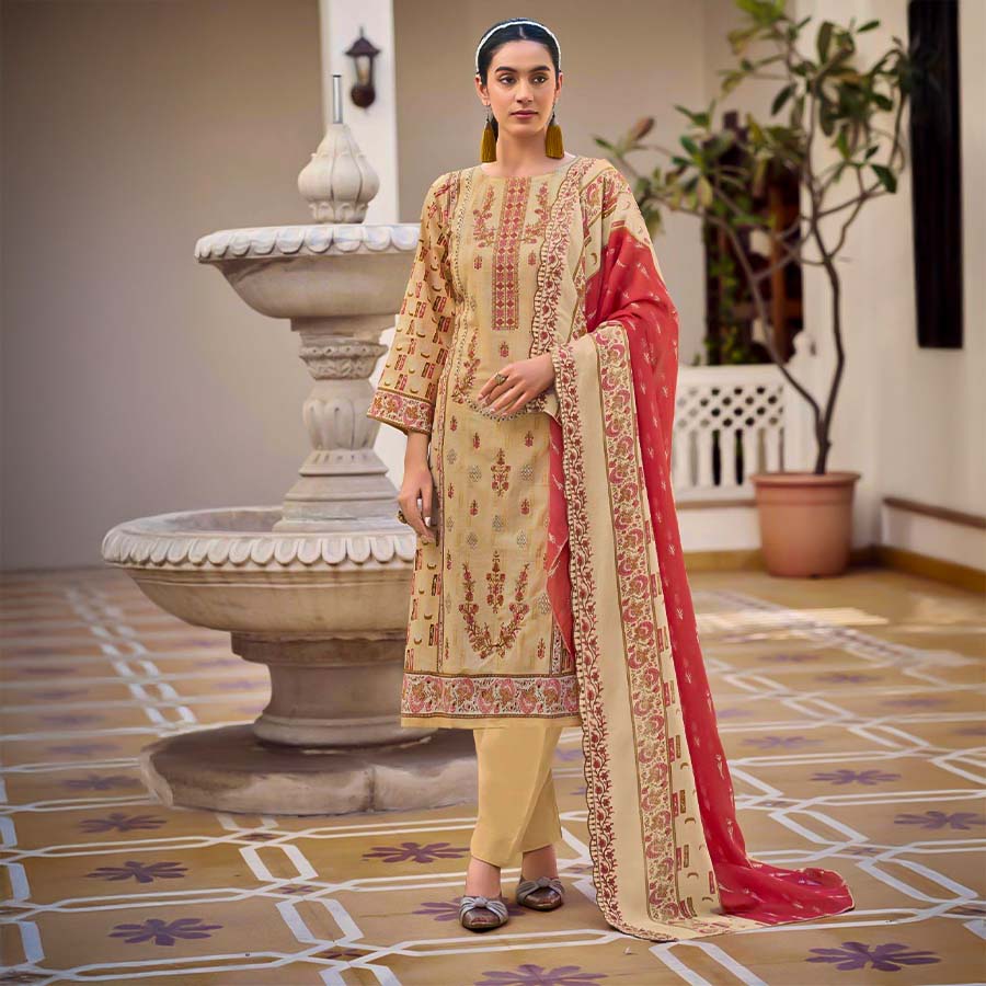 Yellow  Cotton Casual Wear Salwar Kameez