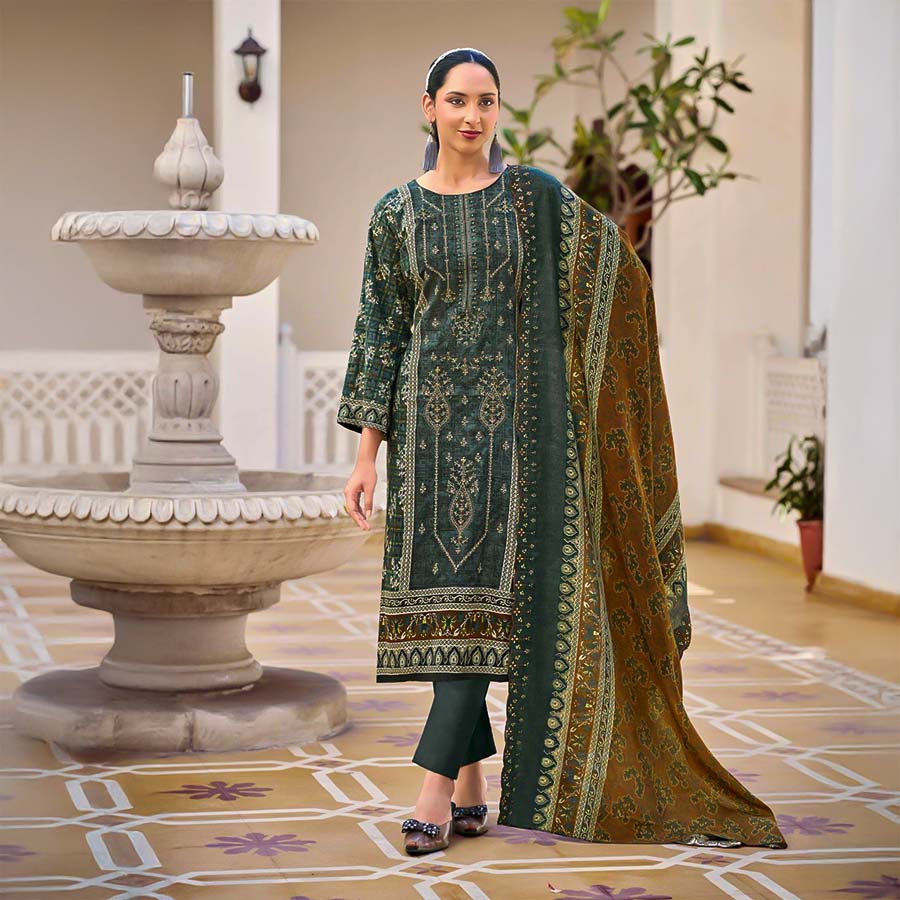 Green  Cotton Casual Wear Salwar Kameez