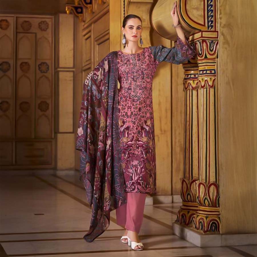 Pink  Cotton Printed Salwar Kameez