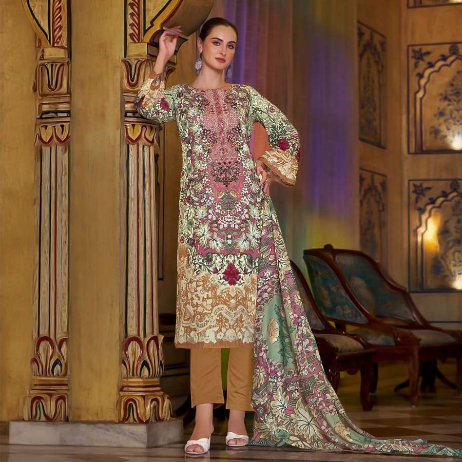 White  Cotton Printed Salwar Kameez