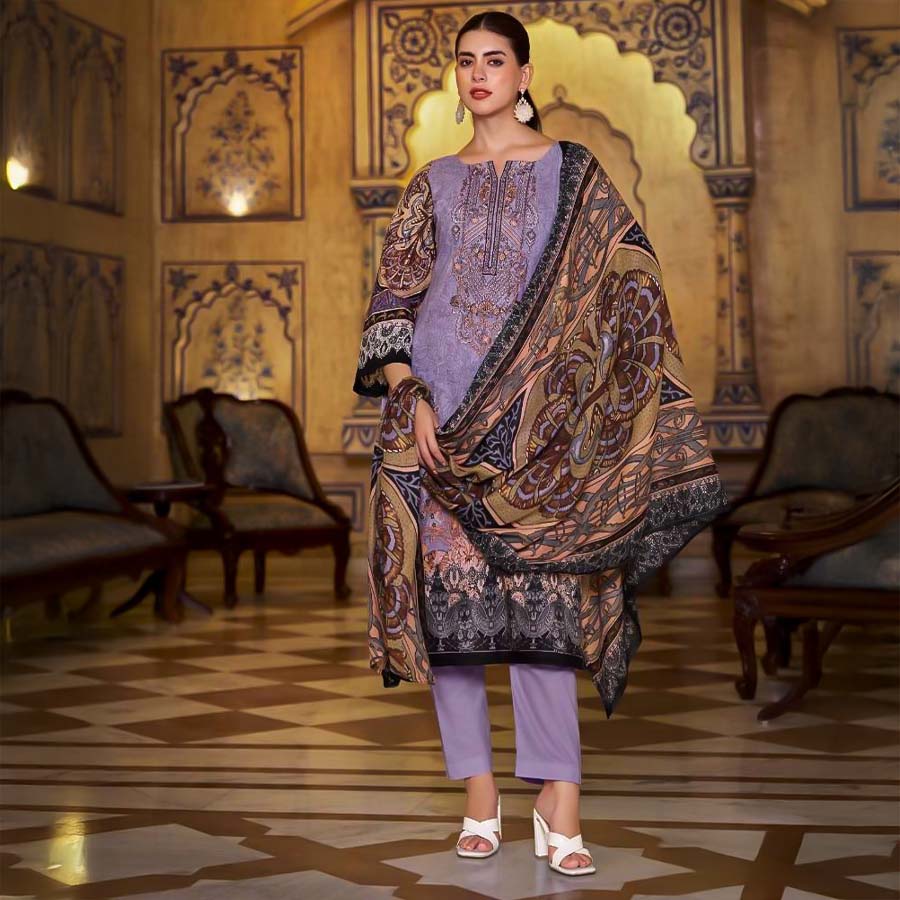 Purple Cotton Printed Salwar Kameez