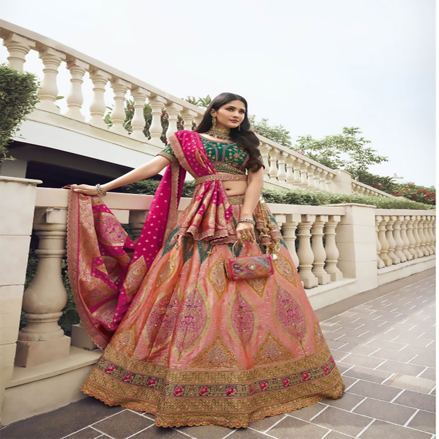 Multicolour BANARASI SILK Partywear Lehenga