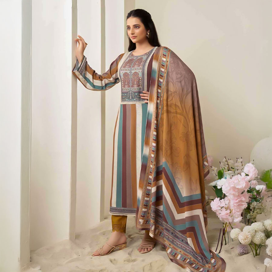 Yellow Viscose Muslin Casual Wear Salwar Kameez