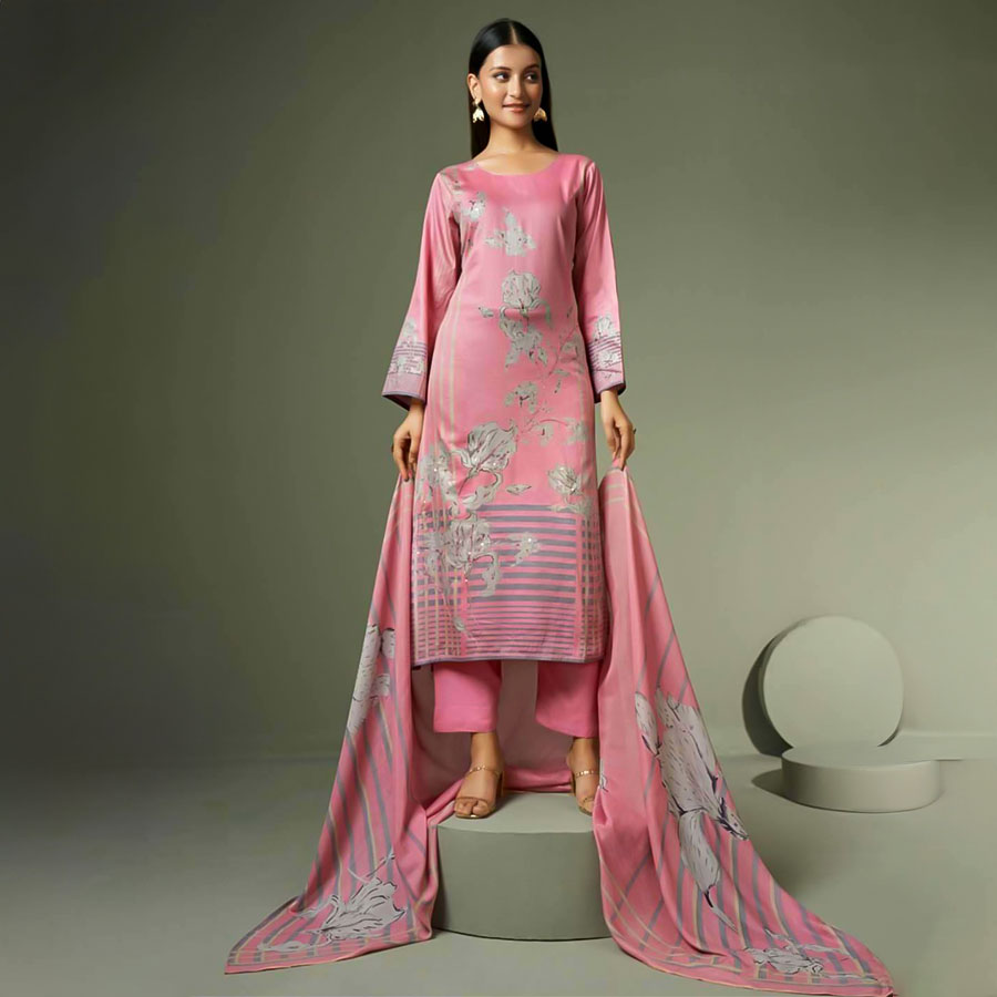 Pink  Jam Satin Casual Wear Salwar Kameez