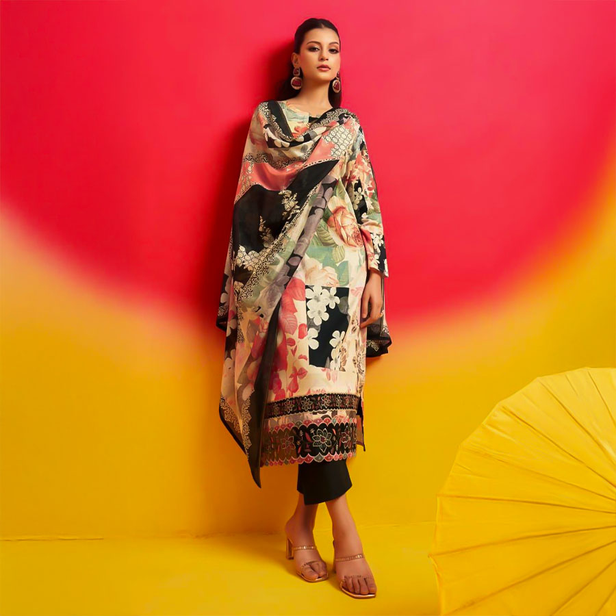 Black  Jam Satin Casual Wear Salwar Kameez