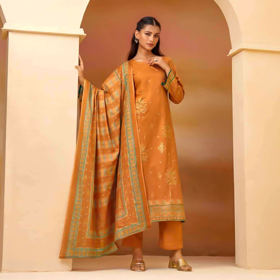 Orange  Cambric Cotton Casual Wear Salwar Kameez
