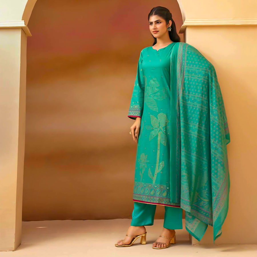 Green Cambric Cotton Casual Wear Salwar Kameez