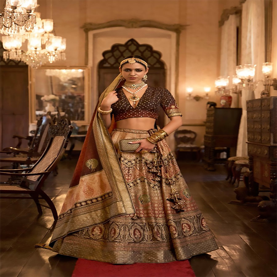 Multicolour SILK Partywear Lehenga