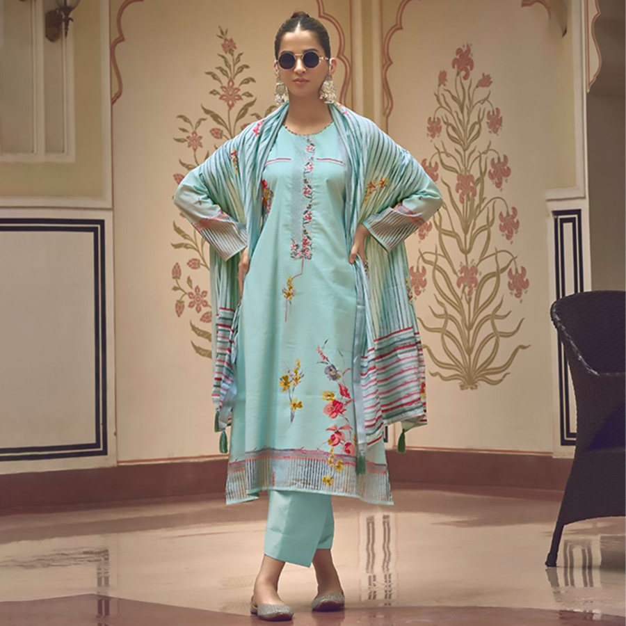 Sky blue Silk Casual Suit