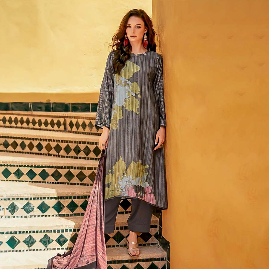 Black  Muslin Silk Casual Wear Salwar Kameez