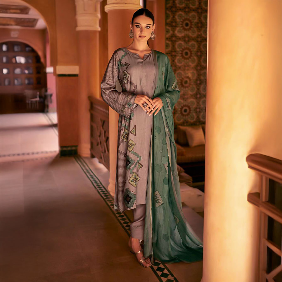 Brown  Muslin Silk Casual Wear Salwar Kameez